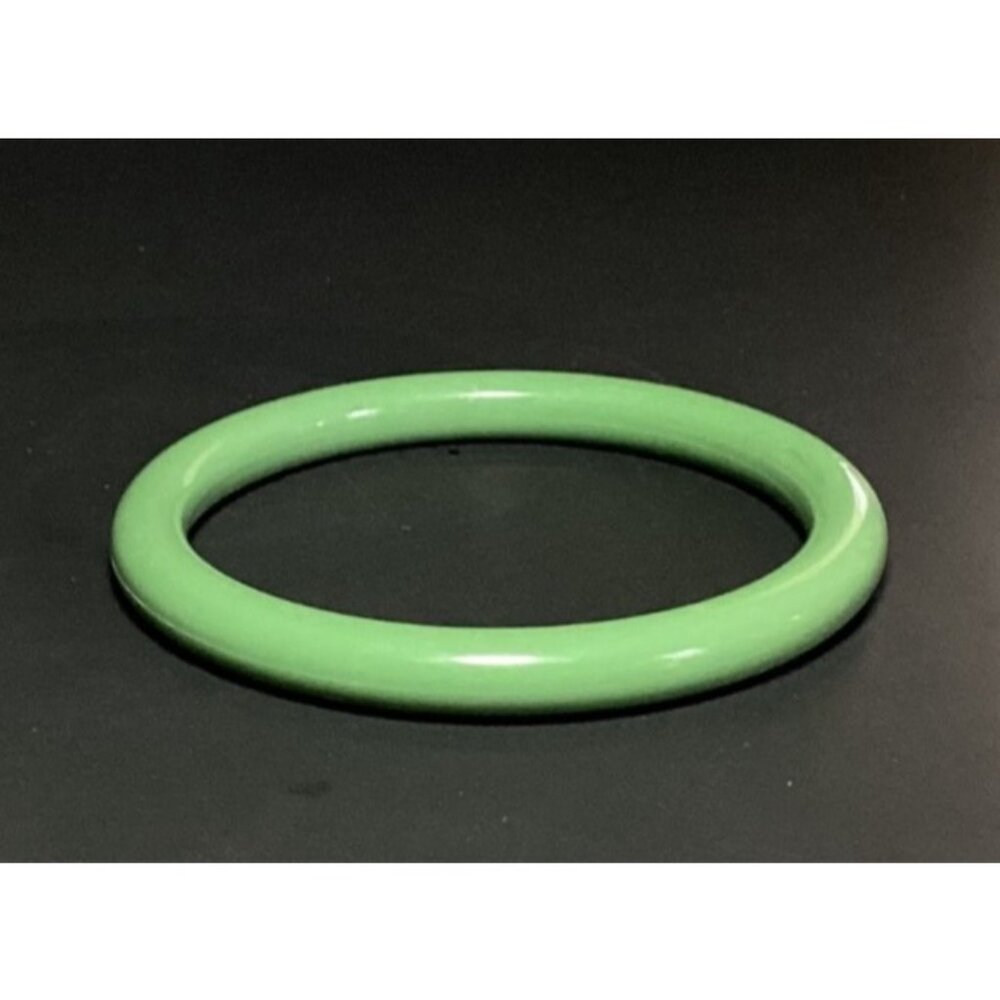 Vintage Mod Moss Green Lucite Spacer Bangle Bracelet Round Profile Minimalist